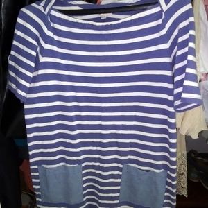 #Gap summer dress striped white and blue with #trendy #pockets #size #small
